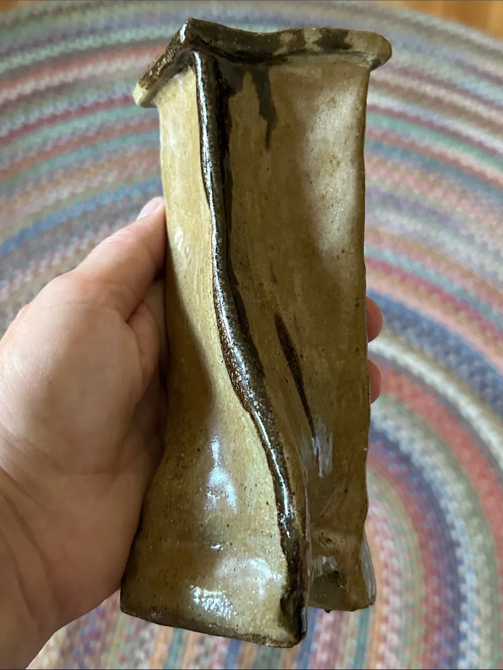 Beautiful handcrafted studio pottery vase  earthy tones, shiny glaze